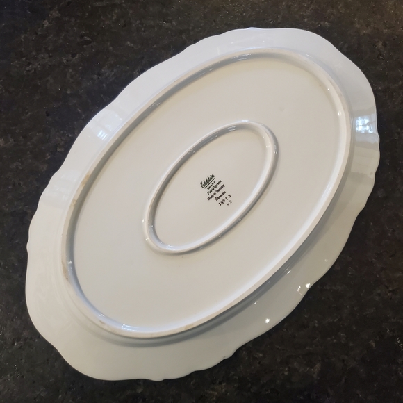 Vintage Edelstein Bavaria Carmen 15" oval china platter pink & grey floral - Picture 6 of 8